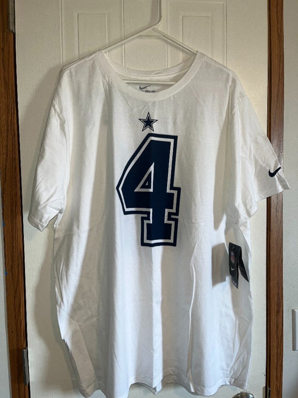 Men's NFL Dallas Cowboys Dak Prescott Faux Stitched Nike Jersey T-Shirt 2XL NWT